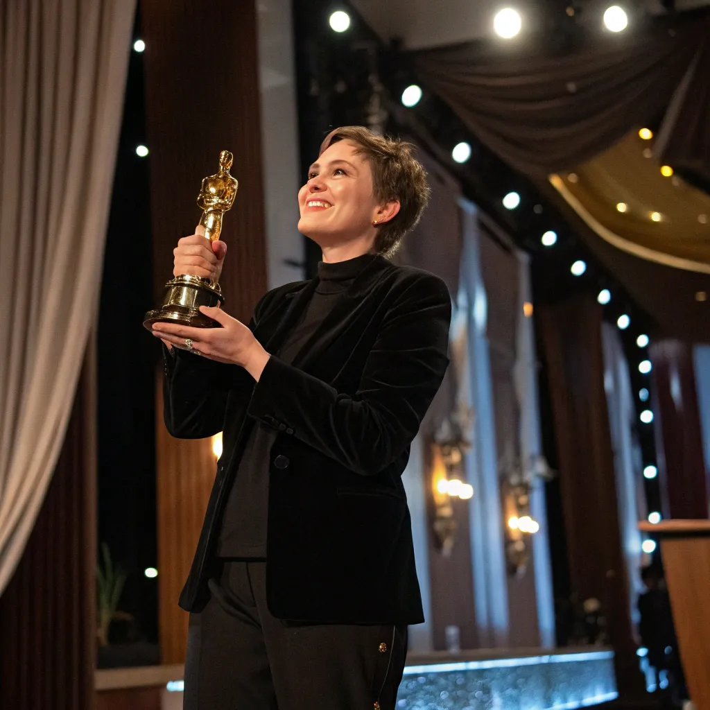 Person holding an award